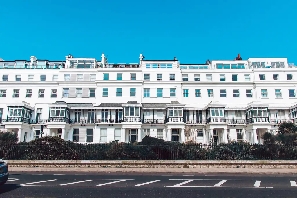 White houses on the seafront of Brighton.