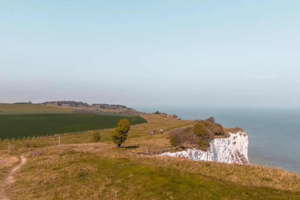 White cliff view from on top of the cliffs when walking from Dover to Deal. 