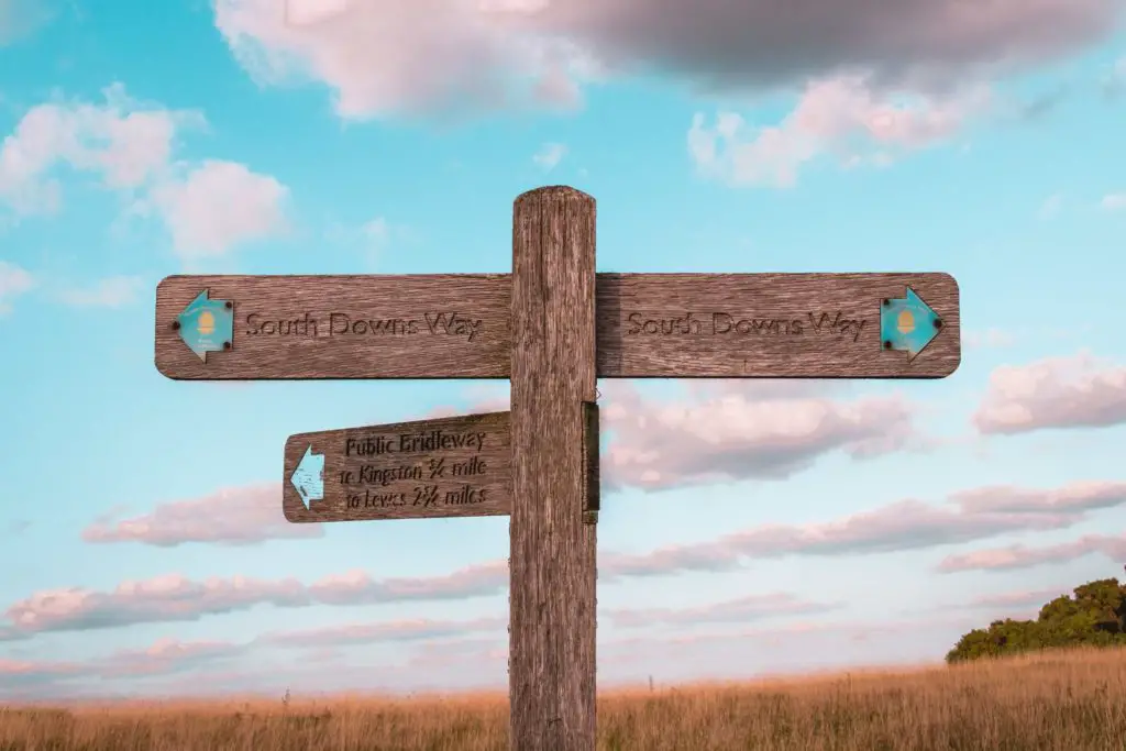 South Downs way Signage of the walk from Lewes to Southease.