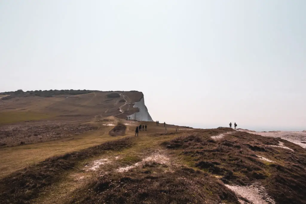 The green cliff top landscape at the start off the seven sisters walk from Seaford to Eastbourne 