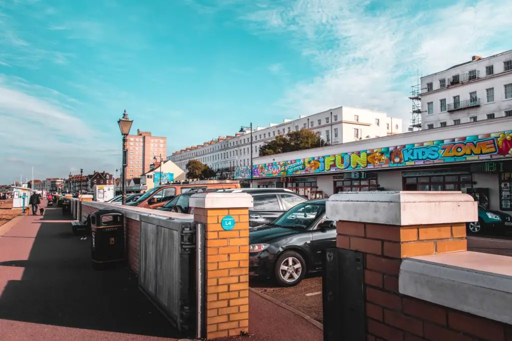 Herne Bay amusement arcade with a bright flashing sign.