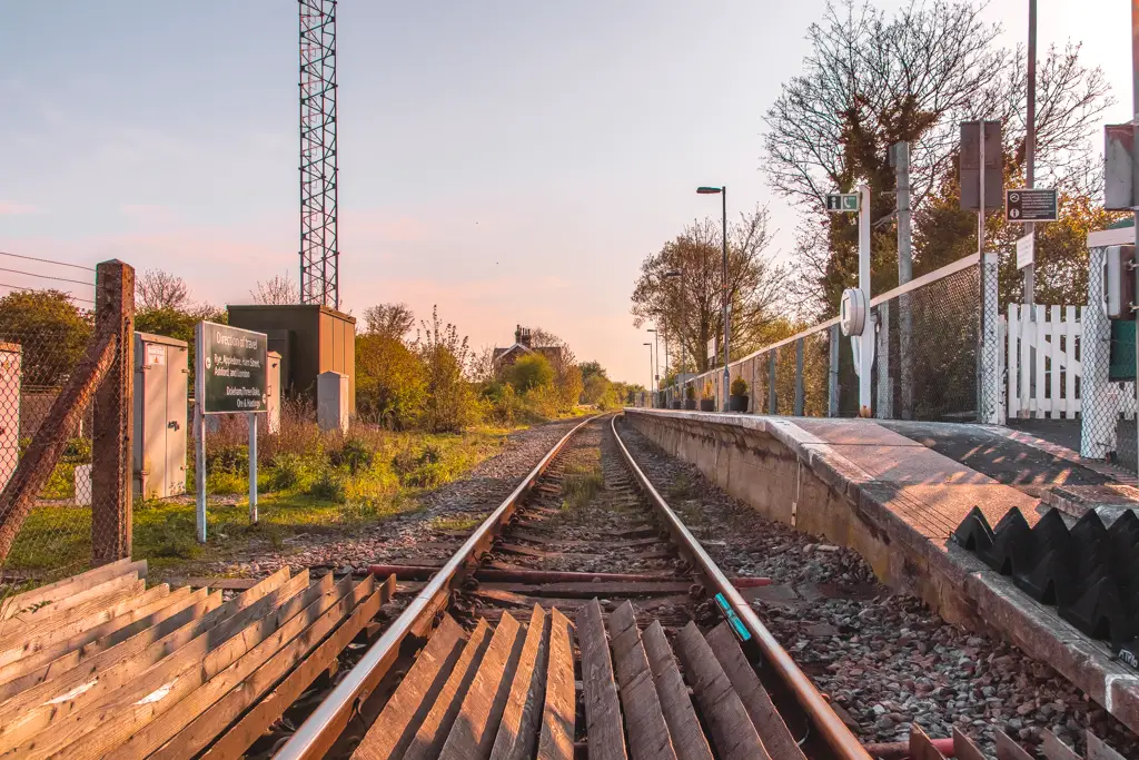 Train track with a small platform in Winchelsea.