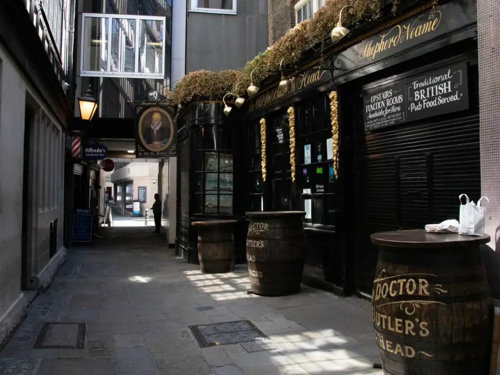 The old Doctor Butlers head pub on the city of London walk.