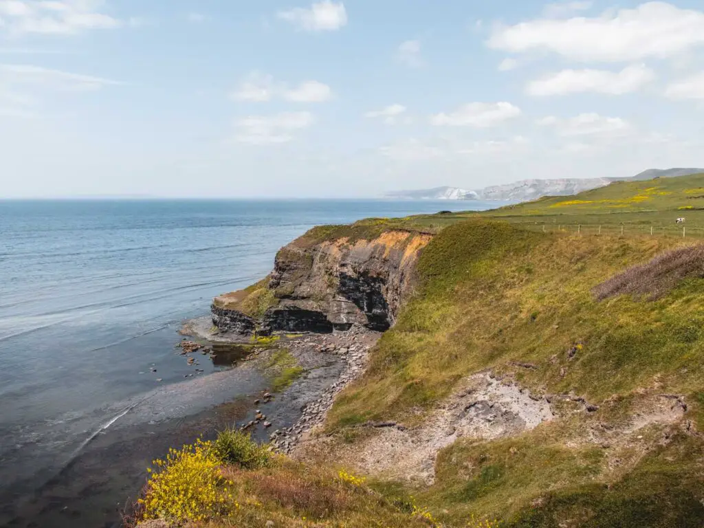 Rugged coastline cliffs in Dorset.