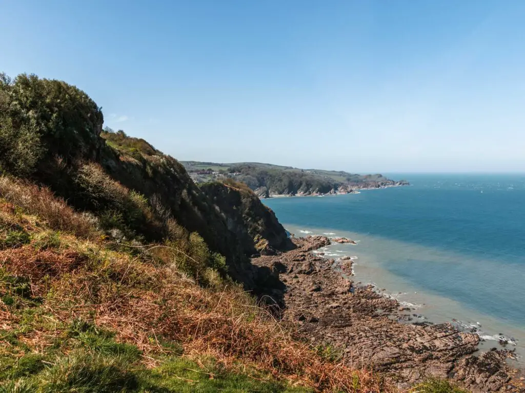 A view down the cliff rock, rugged coastline on the Ilfracombe to Combe Martin walk.