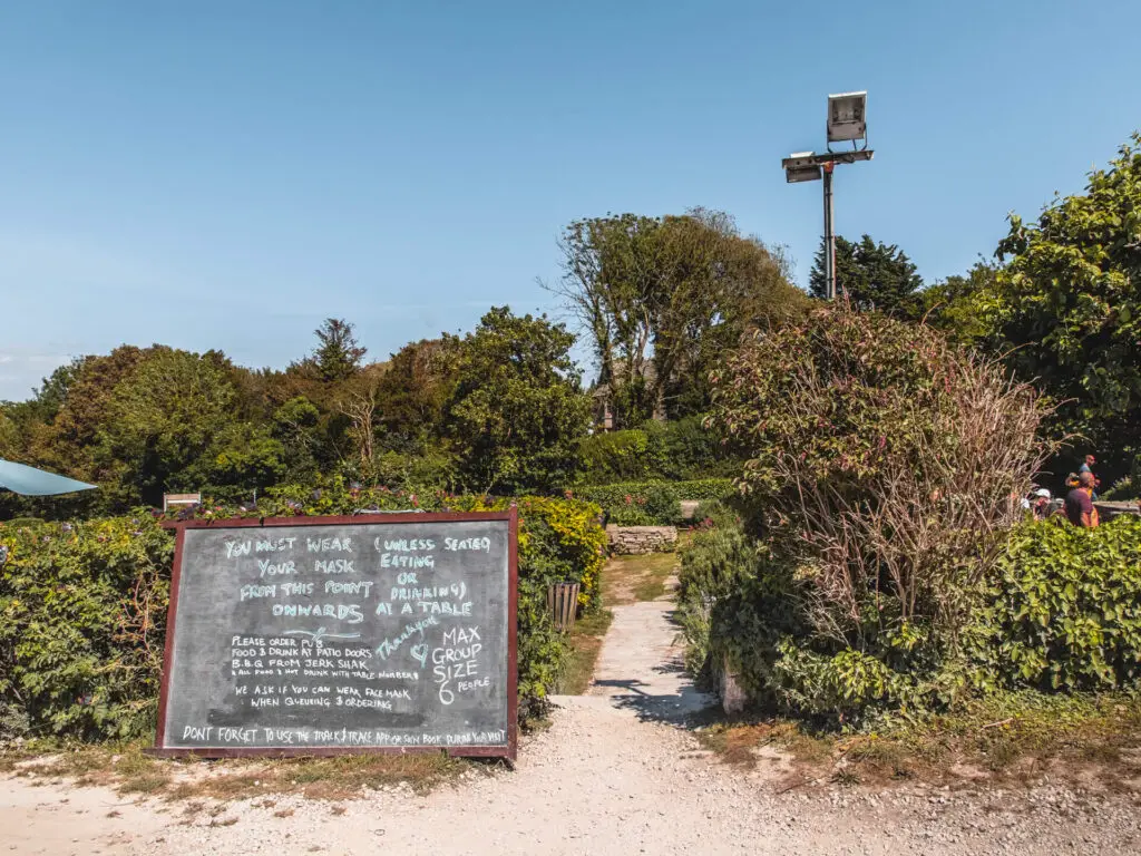 Outdoor entrance to the Scott Arms pub in Dorset.