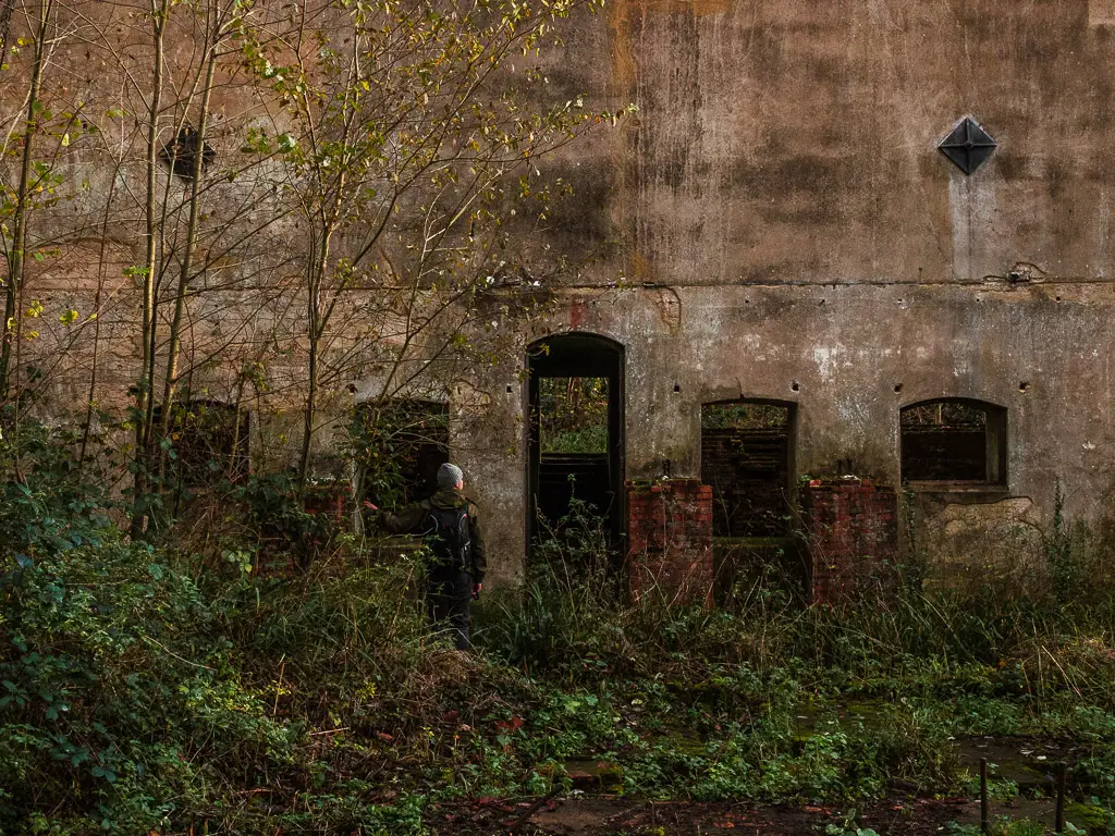 A wall remain which was part of the Chilworth Gunpowder mills.