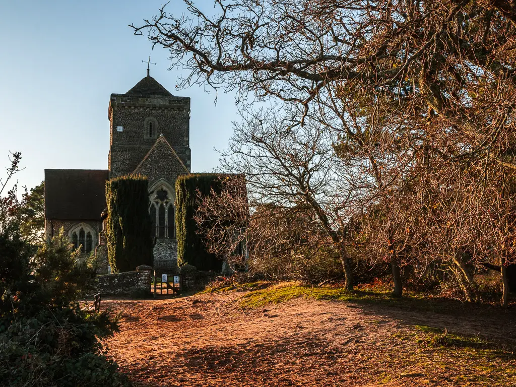 St Martha's church on top of the sandy hill on the circular walk via Guidlford and Newlands Corner.