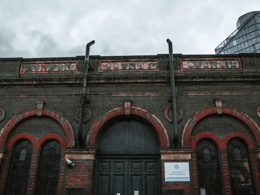 The old building of Lots road pumping station.