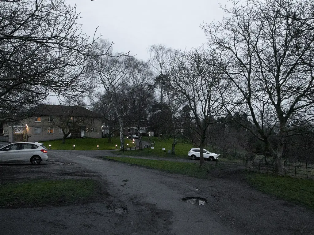 A road leading to house blocks.