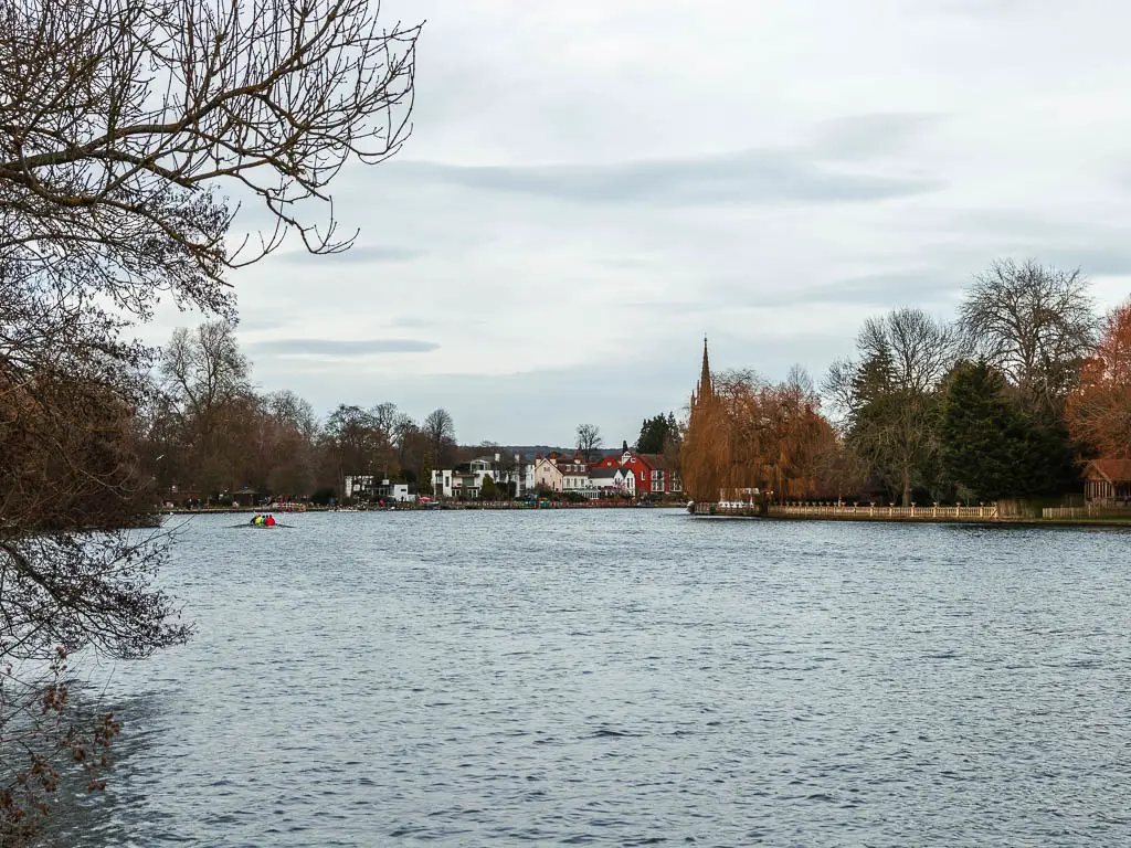 Looking down the River Thames to the village of Marlow in the distance on the walk from Henley. 