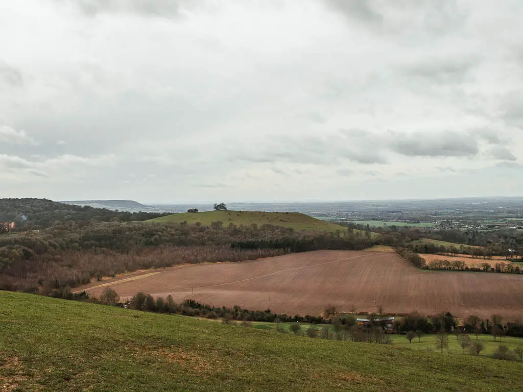 Looking down from Coombe Hill towards Beacon hill in the distance on the walk from Wendover.