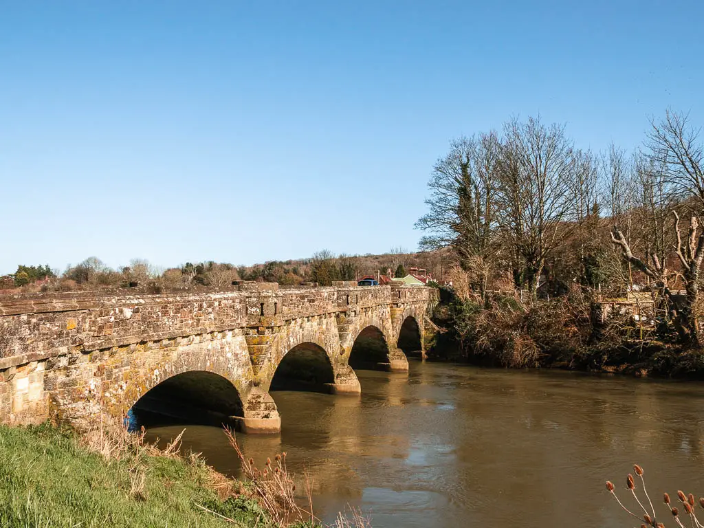 A stone bridge with arches at the start of the walk from Amberley to Arundel. 