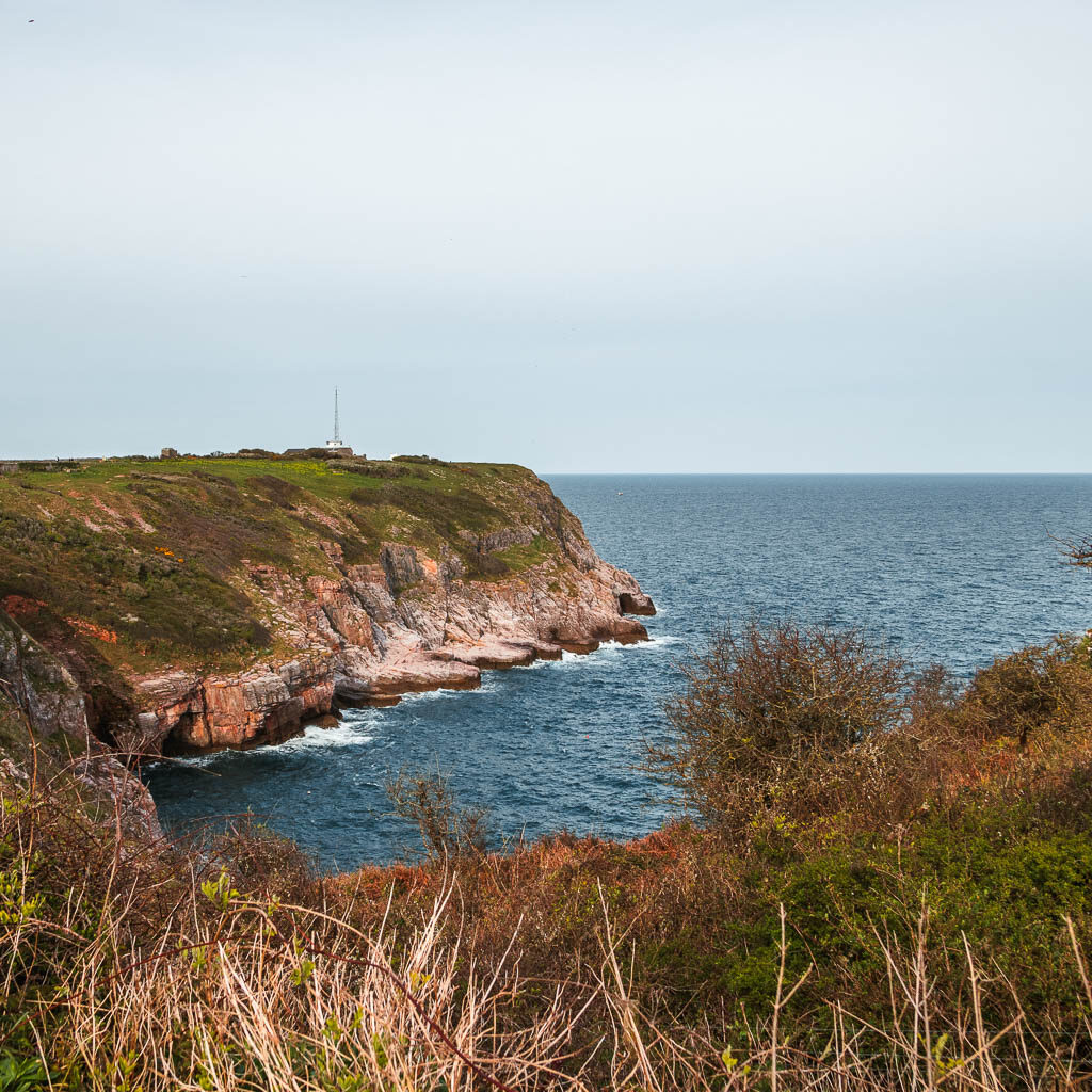 Looking across to then blue see to the cliffs of the Berry Head Peninsular  near the end of the walk from Kingswear to Brixham.