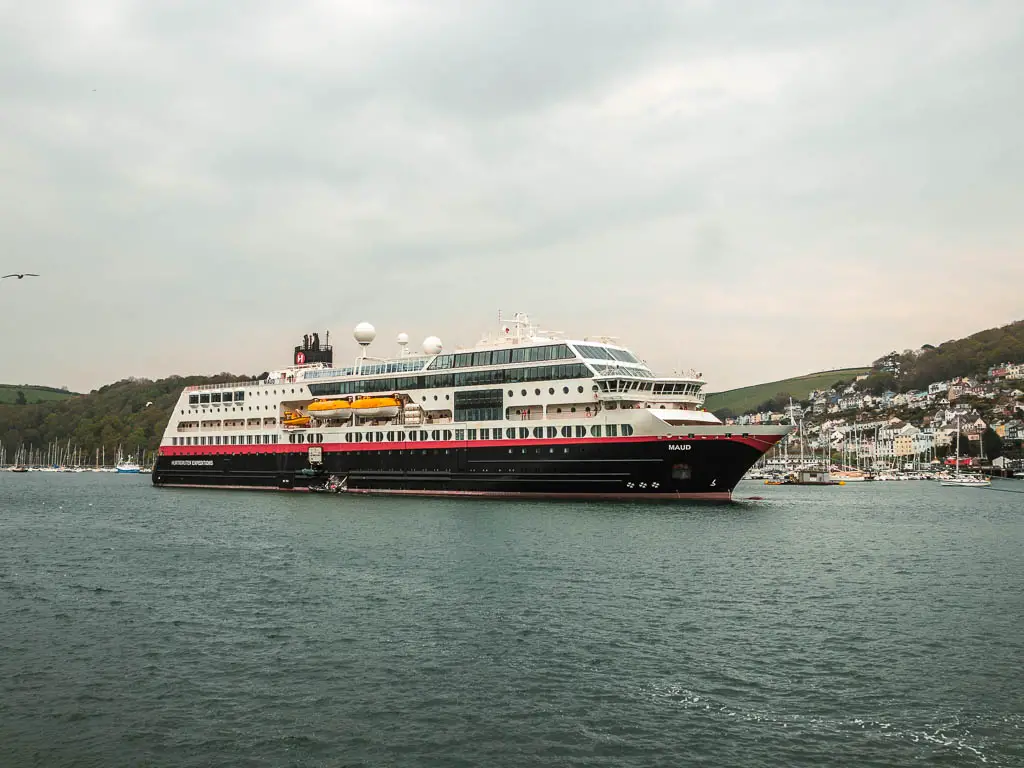 A large cruise ship on the river dart.