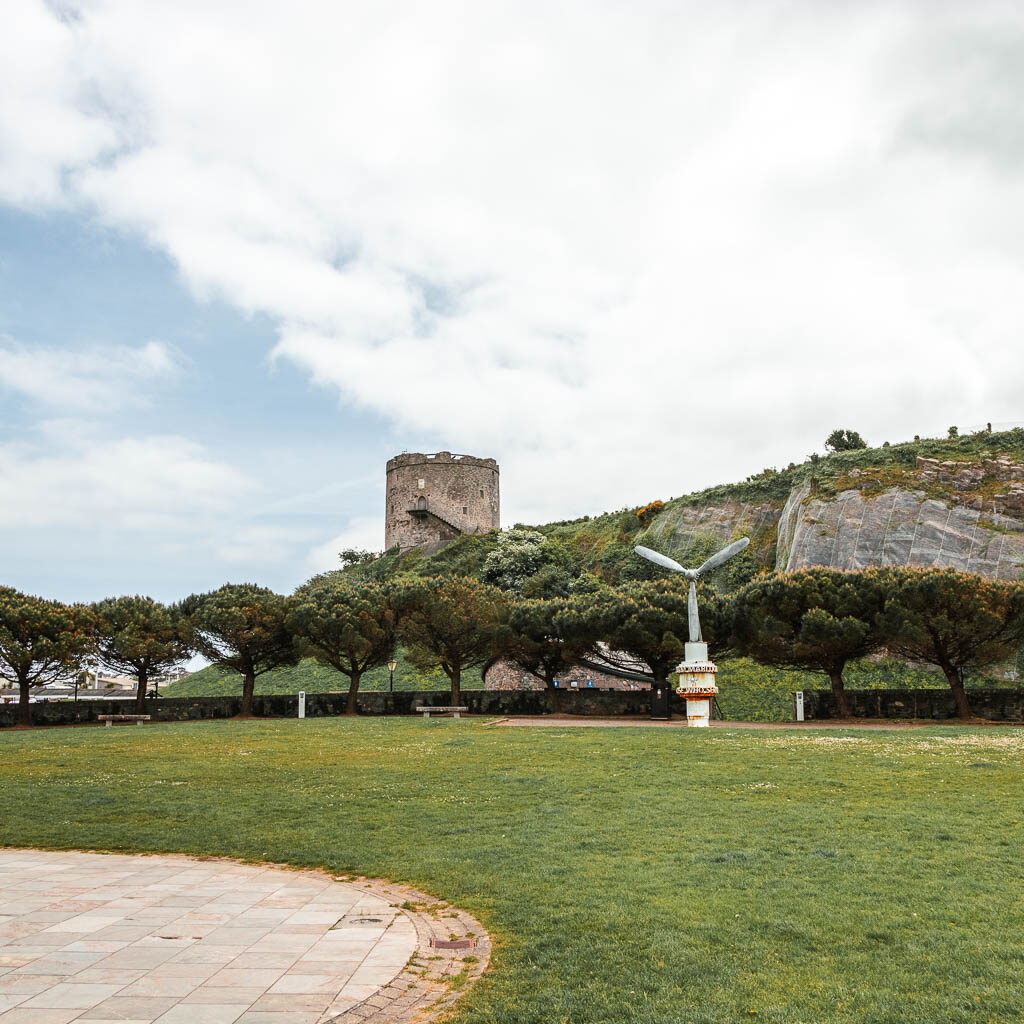 Looking across the grass to Mount Batten.