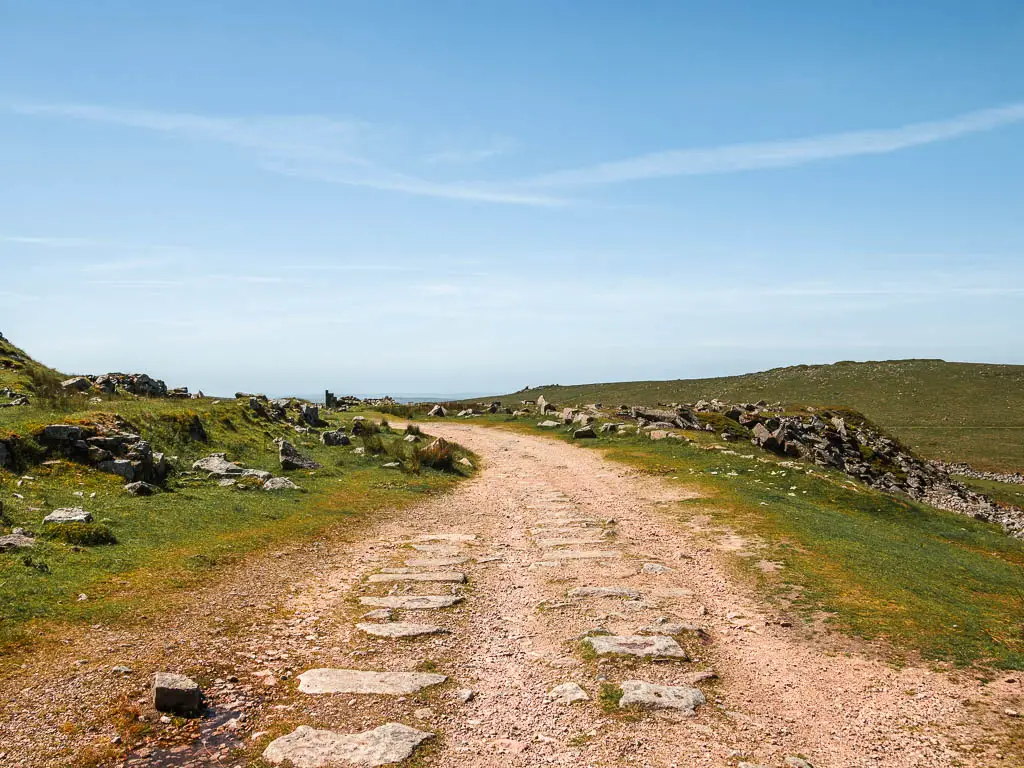 Looking along the track bed of the old railway, on the circular walk from Princetown.