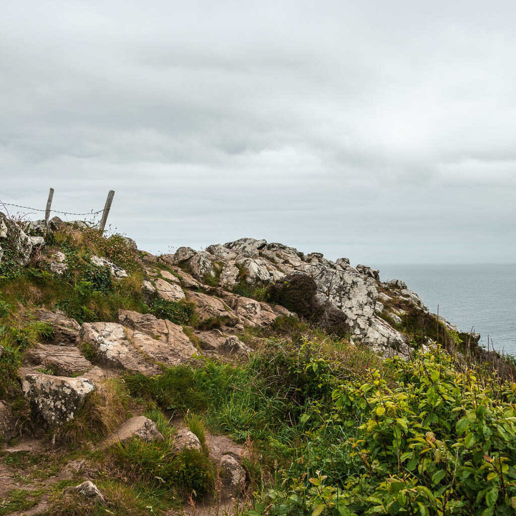 The trail covered in large rocks and boulders.