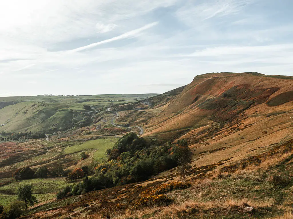 Looking across the valley to Mam Tor, part way through the circular walk.