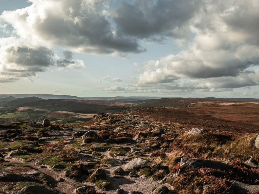 Lots of small rocks along the top of Stanage Edge, at the end of the circular walk.