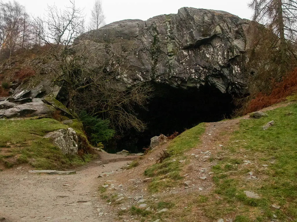 Looking towards the black hole of Rydal Cave.