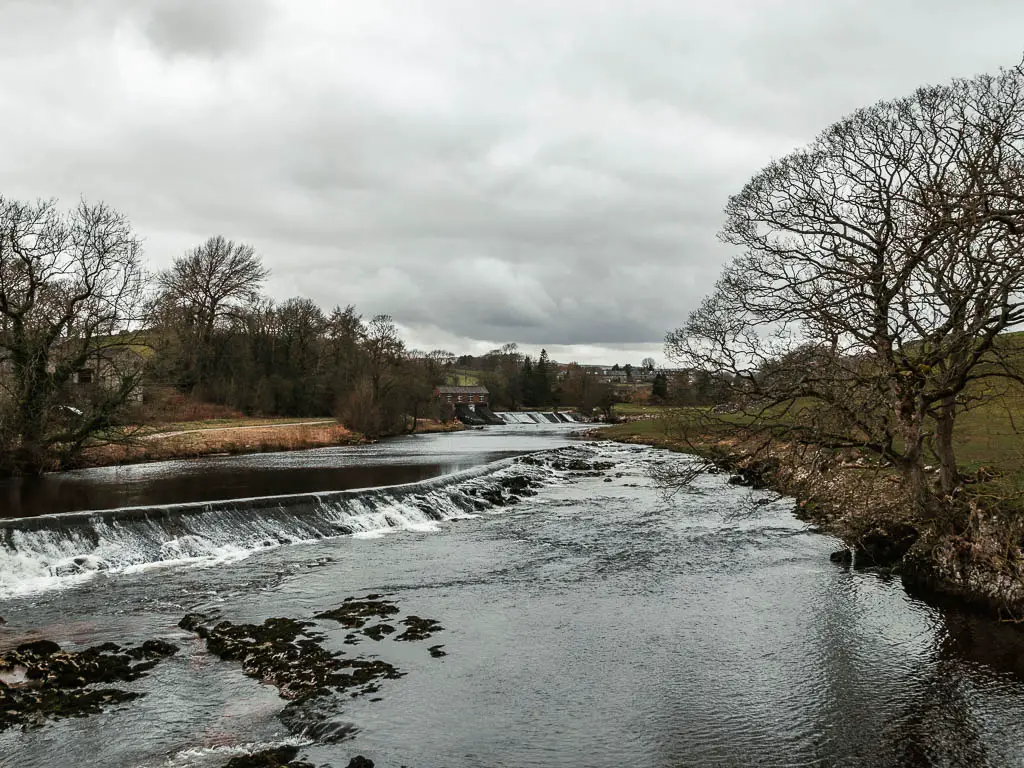 Looking along there river Wye to the Linton Falls when walking across the bridge.