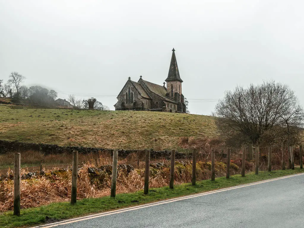 A church on the top of a hill.