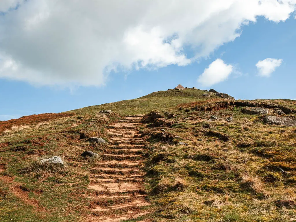 Stone steps leading up the hill on the walk up to the Wainstones.