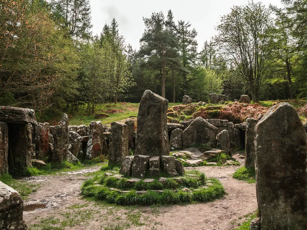 Looking into the stone circular of Druid's Temple at the end of the circular walk.