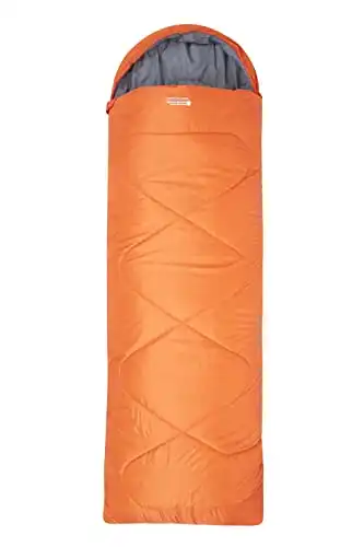 Mountain Warehouse Summit 250 Sleeping Bag - 3/4 Season Insulated & Mummy Shaped Bag - For Autumn Winter, Camping & Trekking Orange Mix Left Handed Zip - Long Length (215cm)