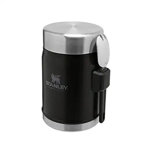 Stanley Classic Legendary Thermos Food Flask with Spork 0.4L - Keeps Hot or Cold for 7 Hours - BPA-Free Stainless Steel Soup Flask - Leakproof - Dishwasher Safe - Matte Black