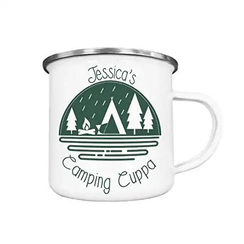 The Supreme Gift Company Personalised Enamel Mug, Caravan Fishing Camping Cuppa Printed Drinks Cup