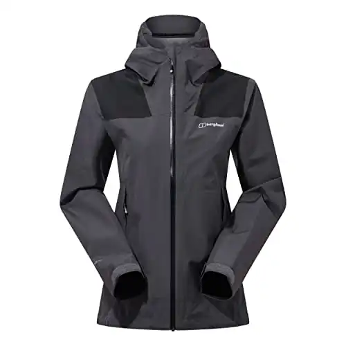 Berghaus Women's Paclite Dynax Gore-Tex Waterproof Shell Jacket, Lightweight Coat, Grey Pinstripe/Jet Black, 8