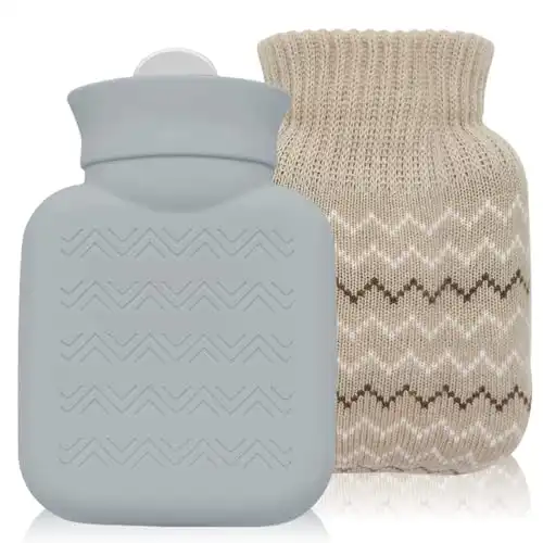 Small Hot Water Bottle with Knitted Cover