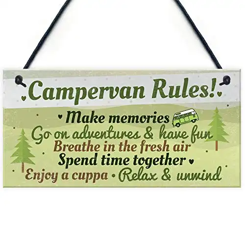 Campervan Rules Hanging Sign