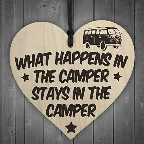 What Happens In The Camper Stays In The Camper Wooden Hanging Sign